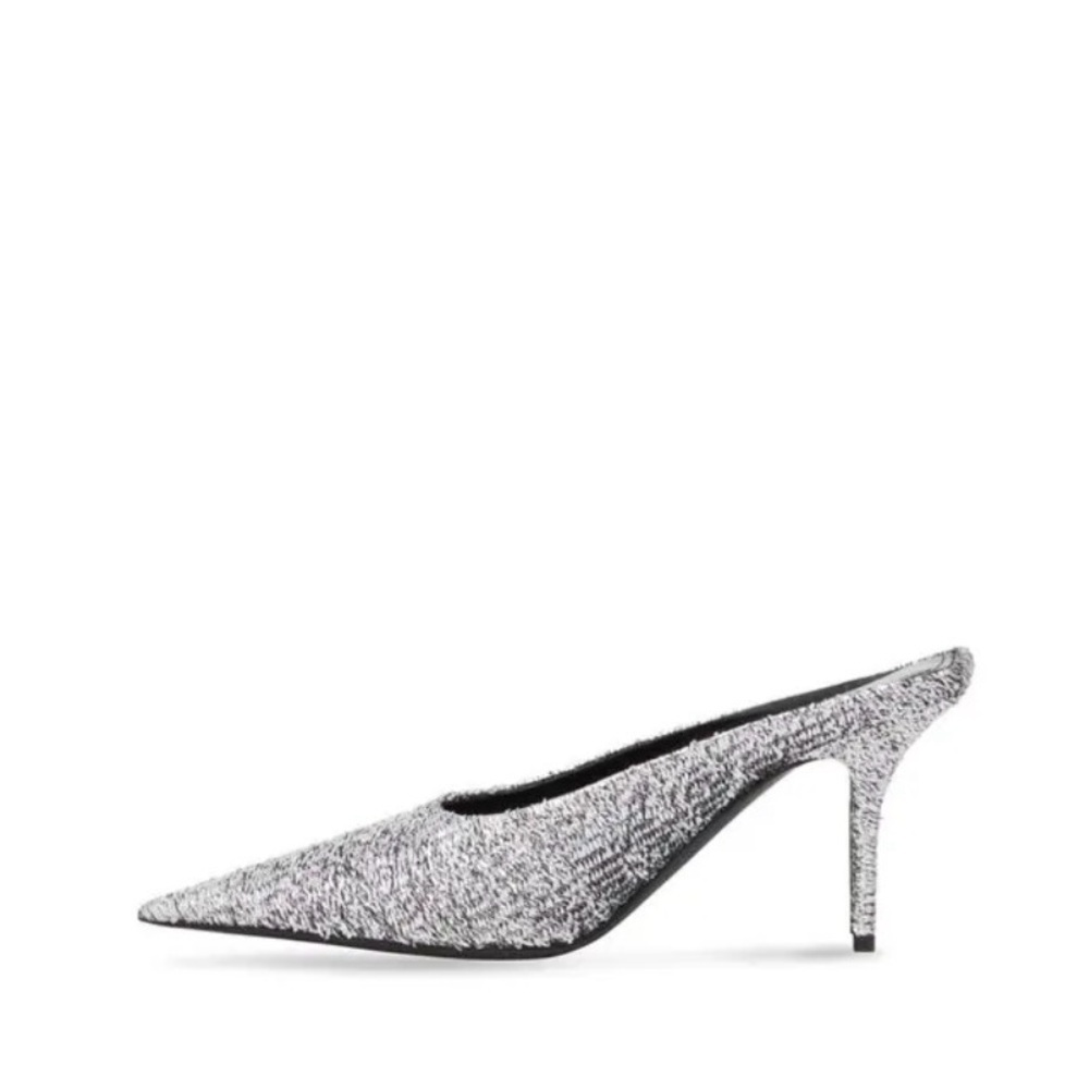 NWOB BALENCIAGA Silver Titanium Knife Mules size 37.5 - Picture 3 of 11